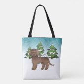 Brawn Mini Goldendoodle Hund in einem Winterwald Tasche (Rückseite)