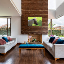 Brawn Miniaturpferd mit Blonde Mane Leinwanddruck