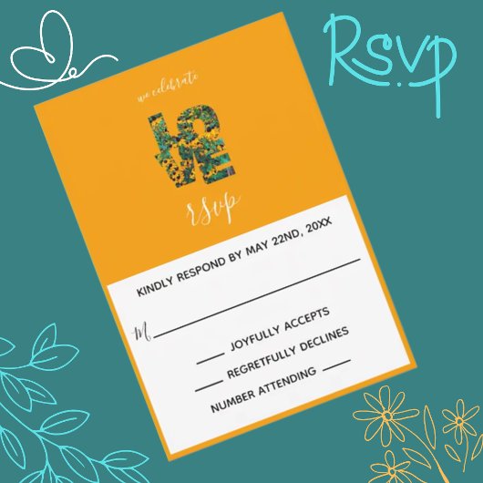 Brawn-mit Augen Susans LIEBE Orange RSVP-Karte RSVP Karte