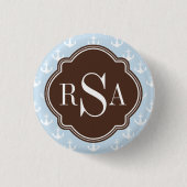 Brawn Mit Monogramm Blue Anchor Pattern Button (Vorderseite)