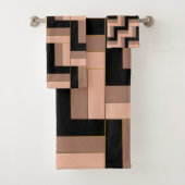 Brawn Mocha Black Geometric Rectangle Badhandtuch Set (Insitu)