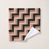 Brawn Mocha Black Geometric Rectangle Badhandtuch Set (Waschlappen)