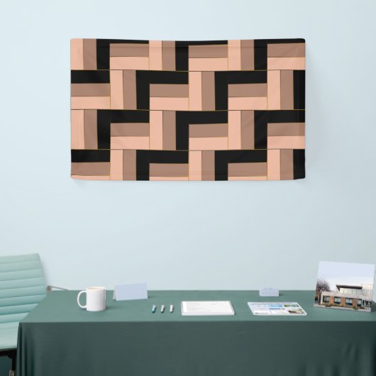 Brawn Mocha Black Geometric Rectangle Banner (Messeveranstaltung)