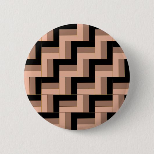 Brawn Mocha Black Geometric Rectangle Button (Vorderseite)