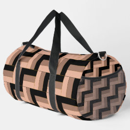 Brawn Mocha Black Geometric Rectangle Duffle Bag