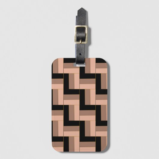 Brawn Mocha Black Geometric Rectangle Gepäckanhänger (Vorderseite Vertikal)
