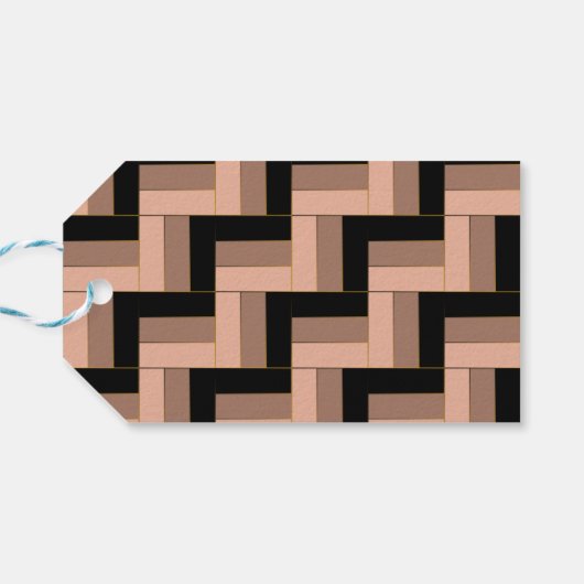 Brawn Mocha Black Geometric Rectangle Geschenkanhänger (Rückseite Horizontal)