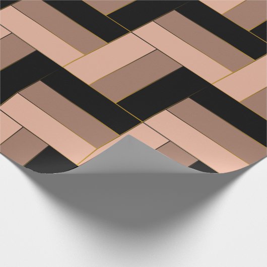 Brawn Mocha Black Geometric Rectangle Geschenkpapier (Ecke)