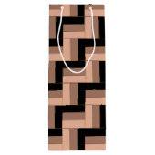 Brawn Mocha Black Geometric Rectangle Geschenktüte Für Weinflaschen (Rückseite)