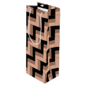 Brawn Mocha Black Geometric Rectangle Geschenktüte Für Weinflaschen (Vorderseite Schrägansicht)