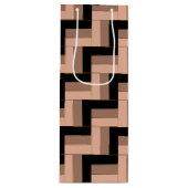 Brawn Mocha Black Geometric Rectangle Geschenktüte Für Weinflaschen (Vorderseite)