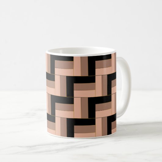 Brawn Mocha Black Geometric Rectangle Kaffeetasse (VorderseiteRechts)