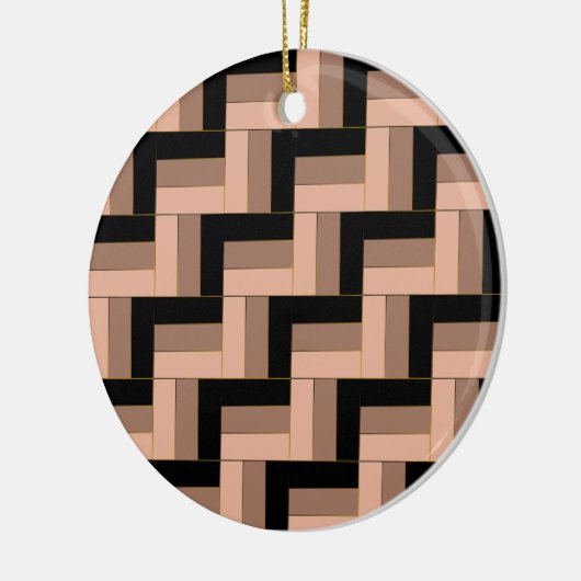 Brawn Mocha Black Geometric Rectangle Keramik Ornament (Links)