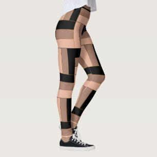 Brawn Mocha Black Geometric Rectangle Leggings