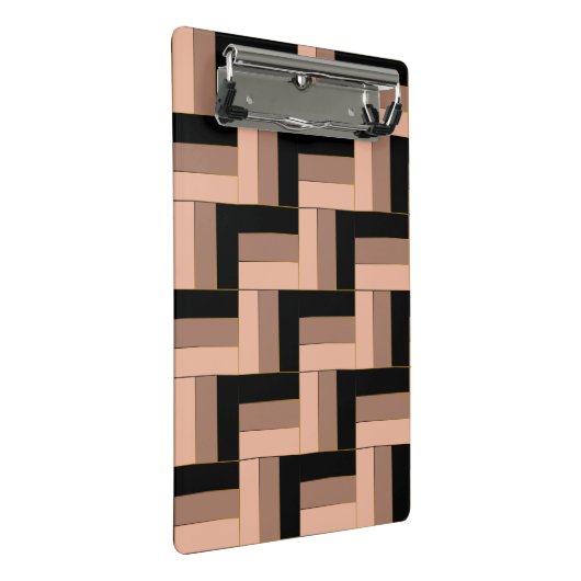 Brawn Mocha Black Geometric Rectangle Mini Klemmbrett (Schrägansicht)