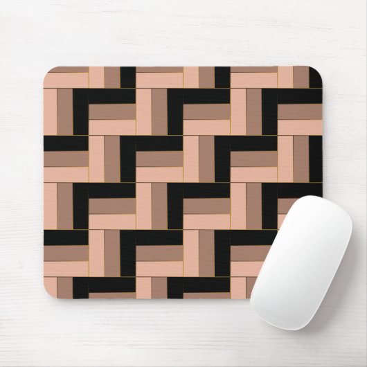 Brawn Mocha Black Geometric Rectangle Mousepad (Mit Mouse)
