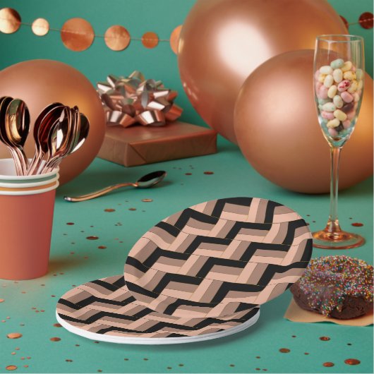 Brawn Mocha Black Geometric Rectangle Pappteller (Multi)