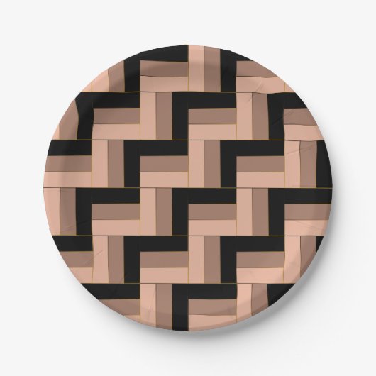 Brawn Mocha Black Geometric Rectangle Pappteller (Vorderseite)
