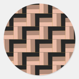 Brawn Mocha Black Geometric Rectangle Runder Aufkleber