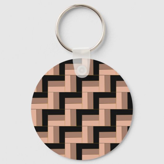 Brawn Mocha Black Geometric Rectangle Schlüsselanhänger (Vorderseite)