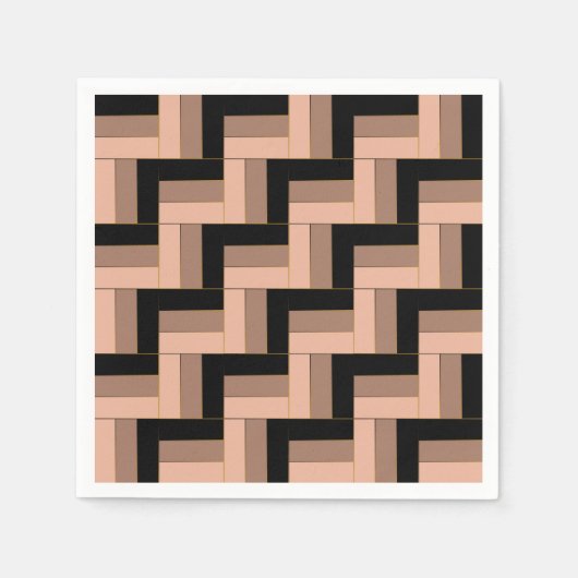 Brawn Mocha Black Geometric Rectangle Serviette (Vorderseite)