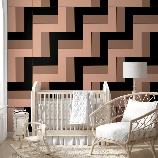 Brawn Mocha Black Geometric Rectangle Tapete (Kinder)