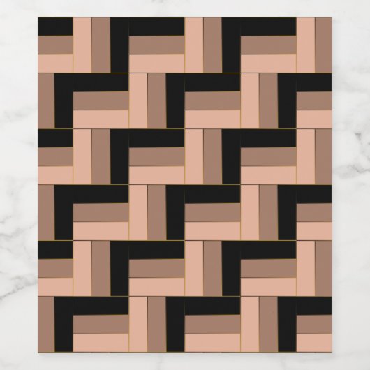 Brawn Mocha Black Geometric Rectangle Weinetikett (Einzelnes Label)