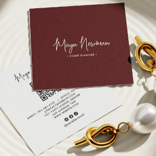 Brawn Modern Eleganter Minimal QR Code Beruflich Quadratische Visitenkarte