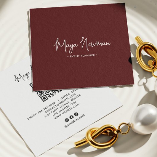 Brawn Modern Eleganter Minimal QR Code Beruflich Quadratische Visitenkarte