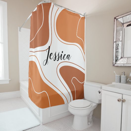 Brawn Modern Geometric Abstrakt Shape Pattername Duschvorhang (Beispiel)