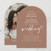 Brawn Modern Minimalistisch Wedding Foto Arch Einladung (Vorne/Hinten)