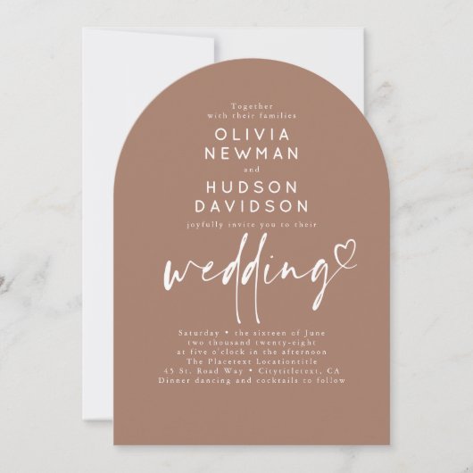 Brawn Modern Minimalistisch Wedding Foto Arch Einladung (Vorderseite)