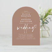 Brawn Modern Minimalistisch Wedding Foto Arch Einladung (Stehend Vorderseite)
