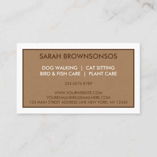 Brawn Modern Retro Dog Visitenkarte (Rückseite)