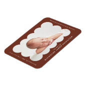 Brawn Modern Scalloped Frame Birth Ankündigung Magnet (Linke Seite)