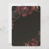 Brawn Moody Dark Floral Gold Greenerity Wedding Einladung (Rückseite)