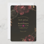 Brawn Moody Dark Floral Gold Greenerity Wedding Einladung (Vorderseite)