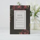 Brawn Moody Dark Floral Gold Greenery UAWG Reply Einladung (Stehend Vorderseite)