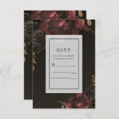 Brawn Moody Dark Floral Gold Greenery UAWG Reply Einladung (Vorne/Hinten)