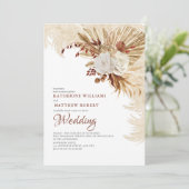 Brawn Neutral Gray Floral Boho Einladung (Stehend Vorderseite)