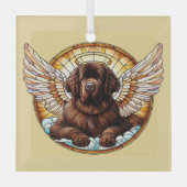 Brawn Newfundland Dog Angel Glass Ornament (Vorderseite)