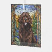 Brawn Newfundland Dog Glass Ornament Aus Glas (Vorderseite links)