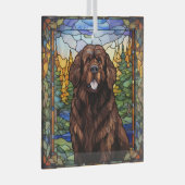 Brawn Newfundland Dog Glass Ornament Aus Glas (Vorderseite Rechts)