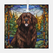Brawn Newfundland Dog Glass Ornament Aus Glas (Rückseite)