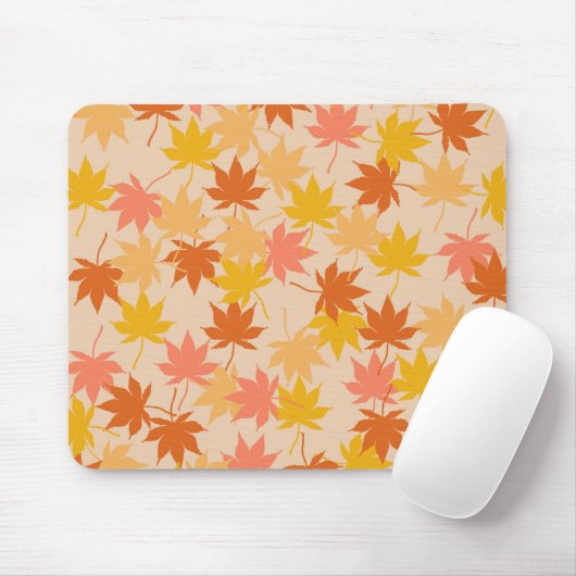 Brawn Orange Autumn Floral Blätter Y2K Muster Mousepad (Mit Mouse)