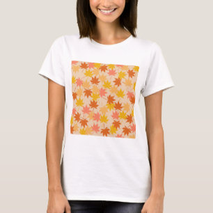 Brawn Orange Autumn Floral Blätter Y2K Muster T-Shirt