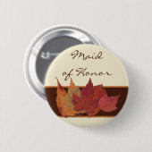 Brawn Orange Ivory Dried Blätter Wedding Party But Button (Vorne & Hinten)