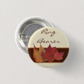 Brawn Orange Ivory Dried Blätter Wedding Party But Button (Vorne & Hinten)