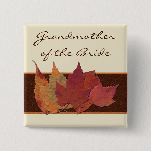 Brawn Orange Ivory Dried Blätter Wedding Party But Button (Vorderseite)