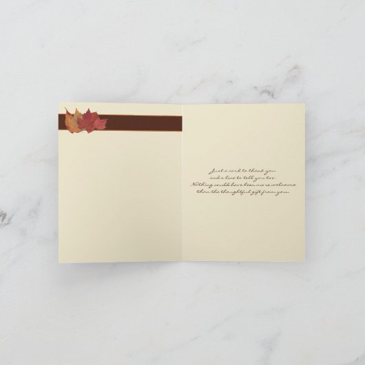 Brawn Orange Ivory Getrocknete Blätter Danke Karte (Innenseite)